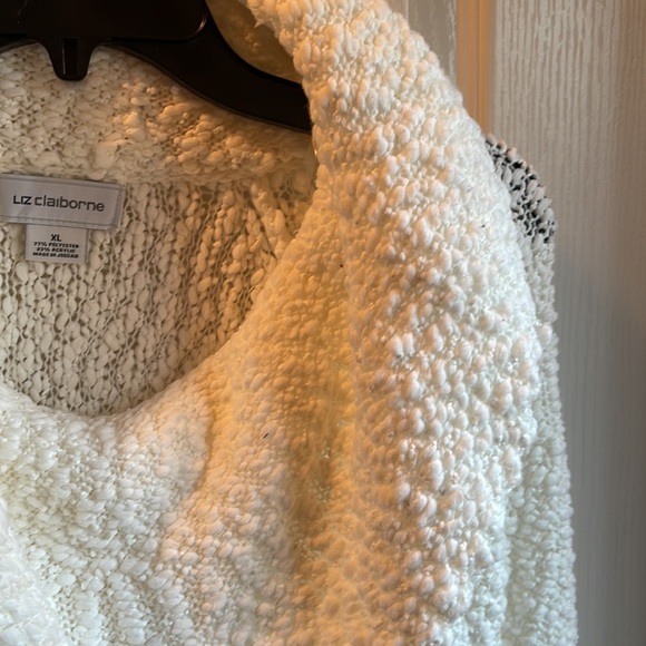 NWT LIZ CLAIBORNE WHITE TEXTURED COWL NECK SWEATER XL - Picture 3 of 5